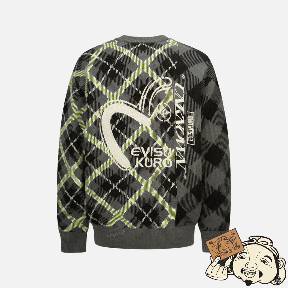 Men Evisu CONTRAST PLAID SWEATER CHECK | 197DUCWEN