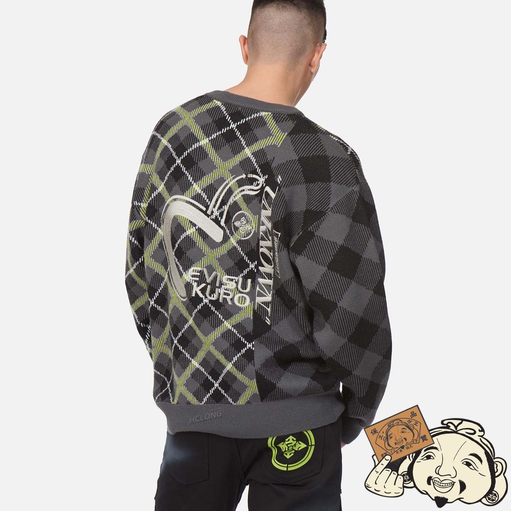 Men Evisu CONTRAST PLAID SWEATER CHECK | 197DUCWEN