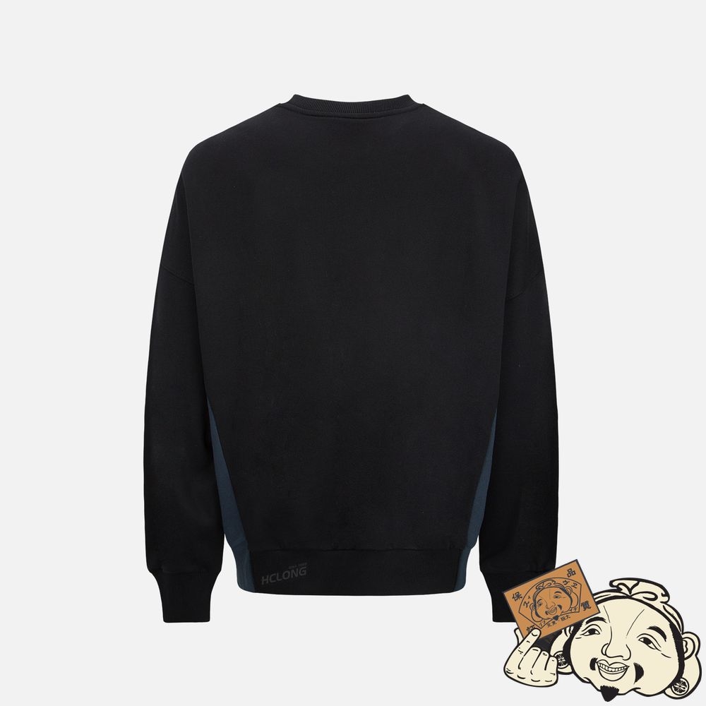 Men Evisu CONTRAST SIDE PANNELS SWEATSHIRT Noir | 437CDXAGR