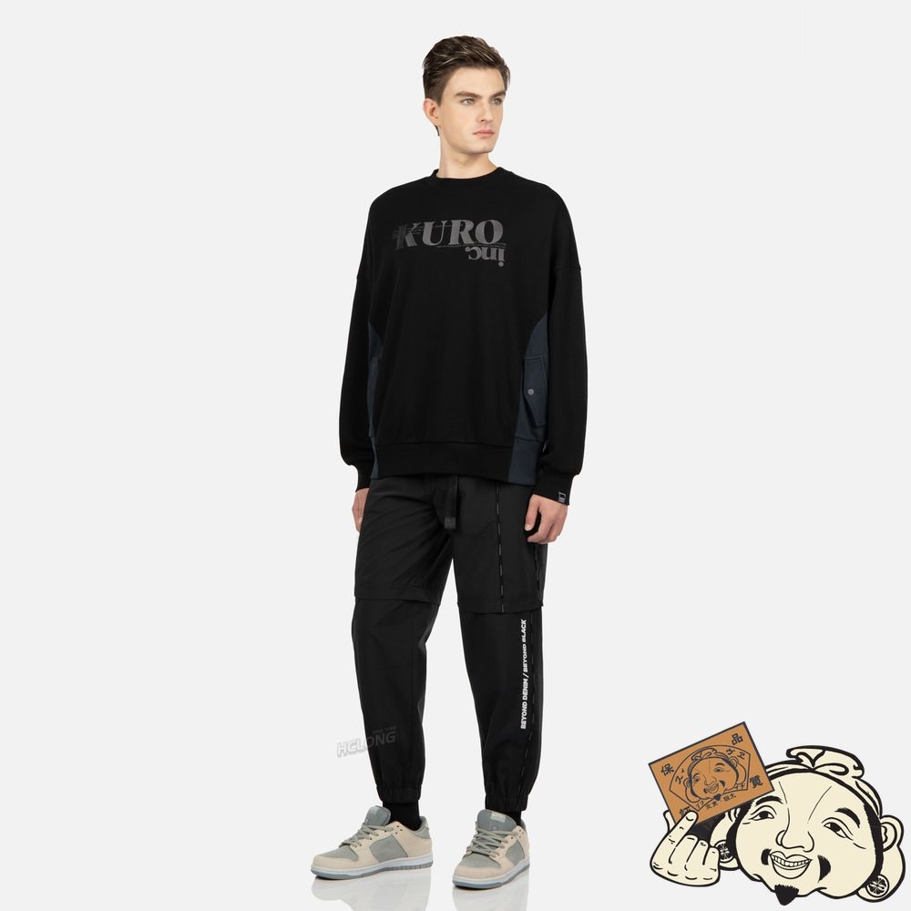 Men Evisu CONTRAST SIDE PANNELS SWEATSHIRT Noir | 437CDXAGR