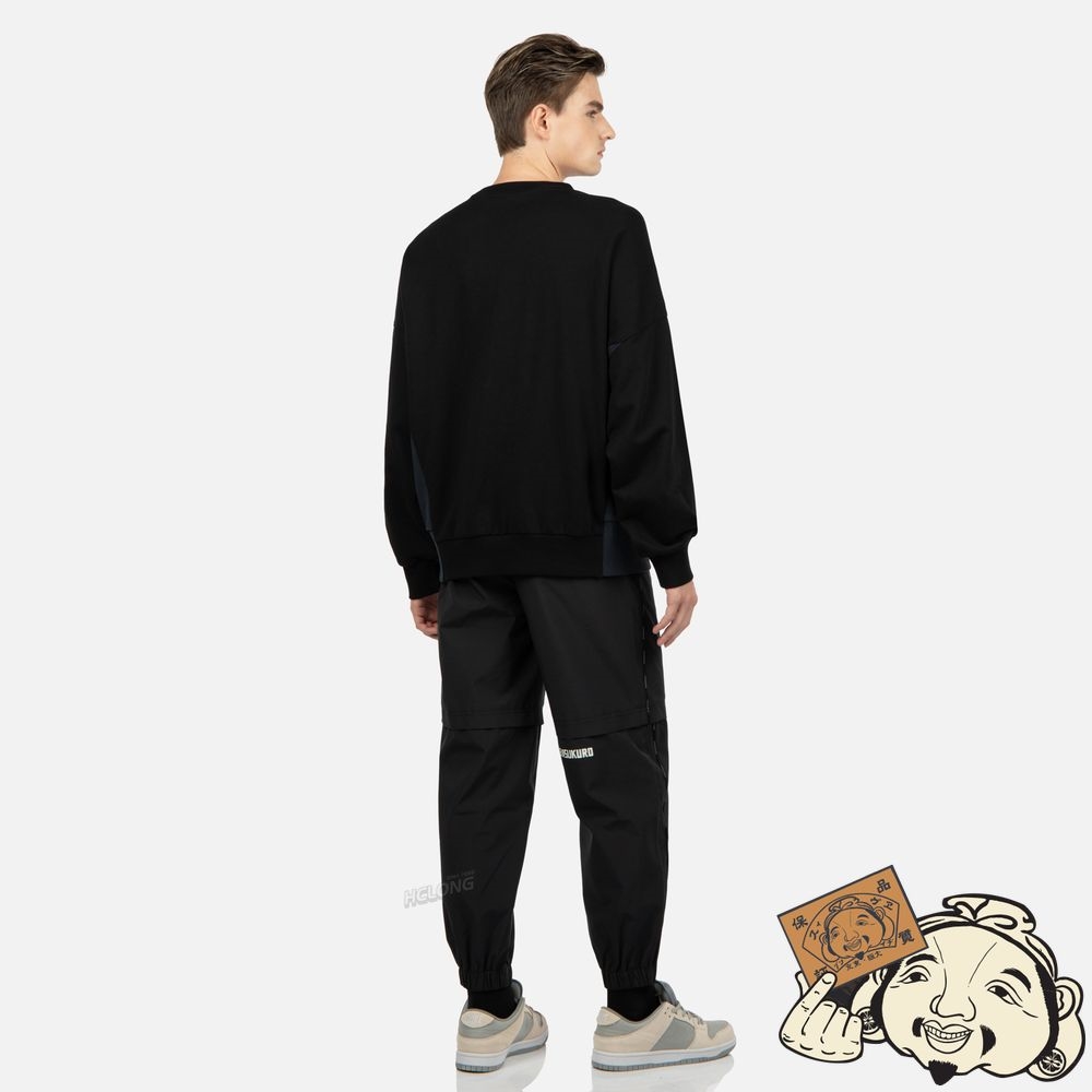 Men Evisu CONTRAST SIDE PANNELS SWEATSHIRT Noir | 437CDXAGR