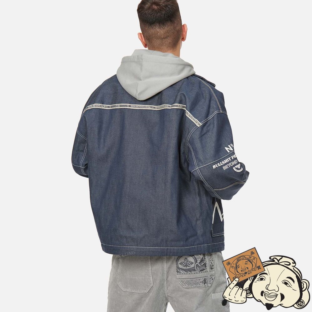 Men Evisu CONTRAST STITCHING DENIM WORKER JACKET Indigo | 014LXYHPT