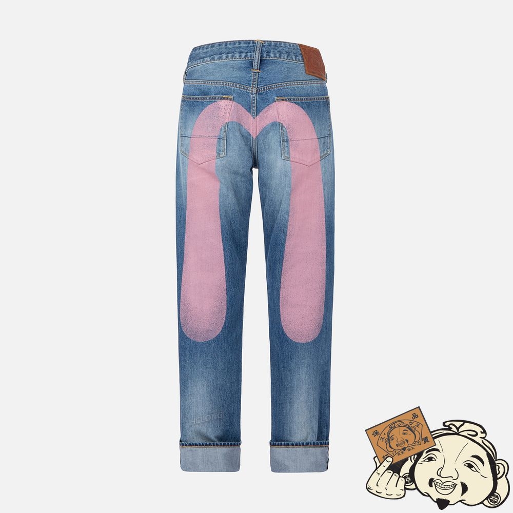 Men Evisu DAICOCK PRINT BAGGY-FIT JEANS #2000 Indigo | 843ZMYFKA