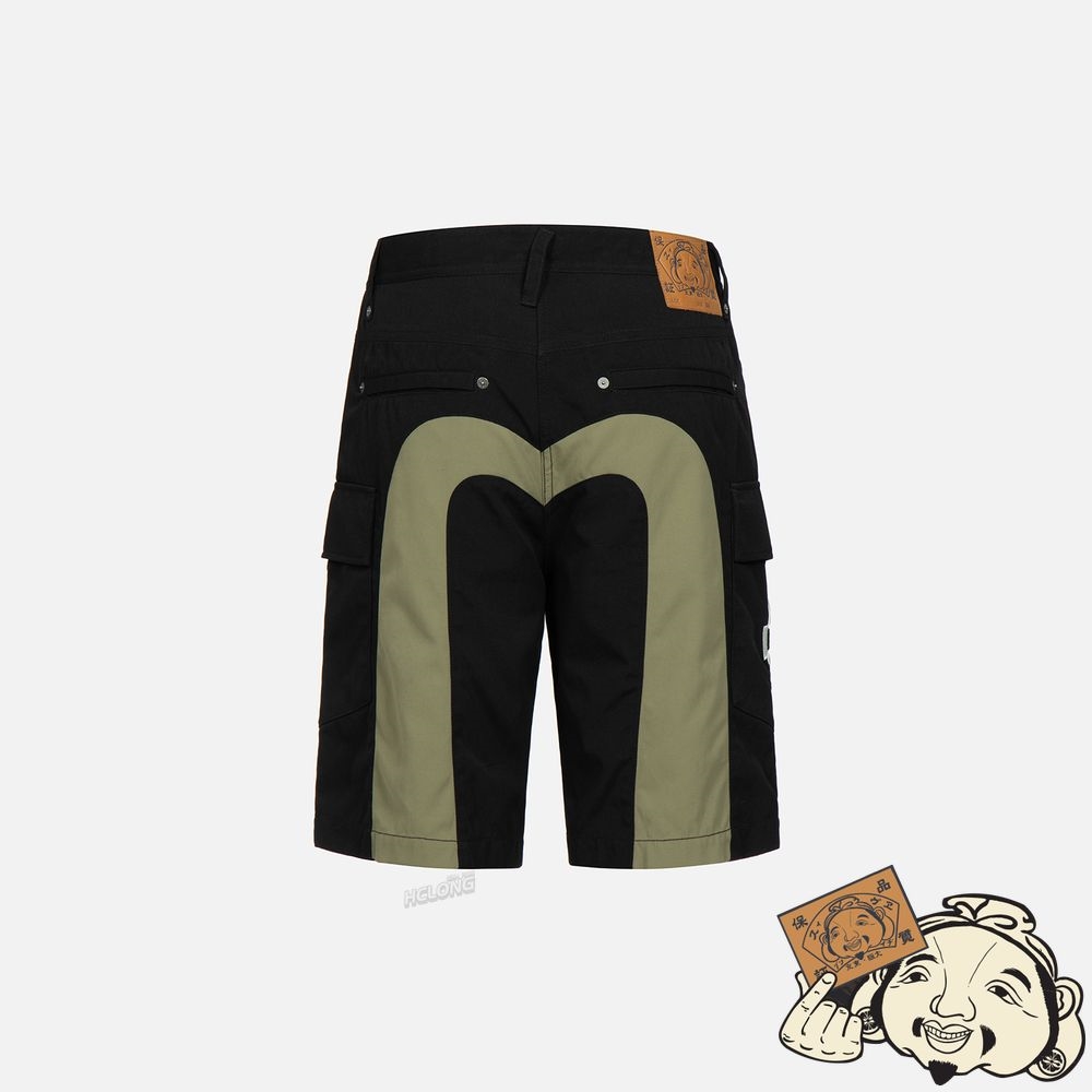 Men Evisu DAICOCK PRINT CARGO SHORTS Noir | 528VHURWZ