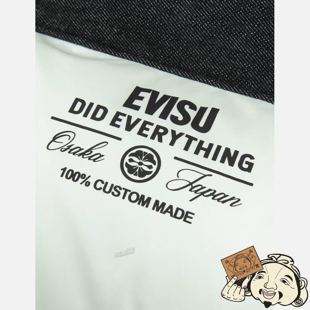 Men Evisu DAICOCK PRINT FABRIC-BLOCKING DOWN JACKET Grise | 780XWCUKD