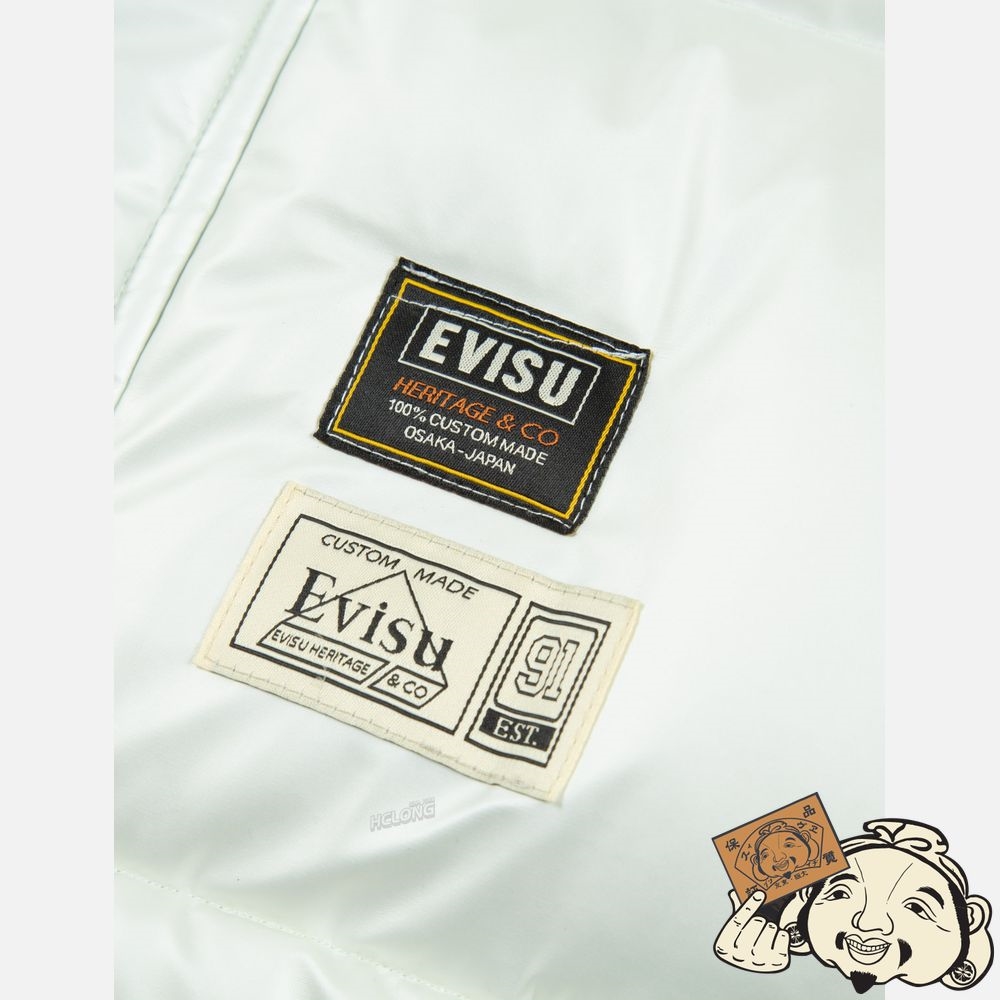 Men Evisu DAICOCK PRINT FABRIC-BLOCKING DOWN JACKET Grise | 780XWCUKD