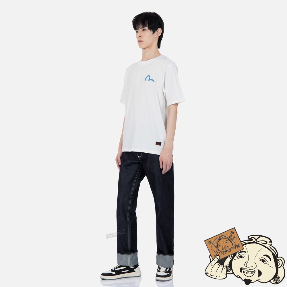 Men Evisu DAICOCK PRINT T-SHIRT Blanche | 461ZIACXR