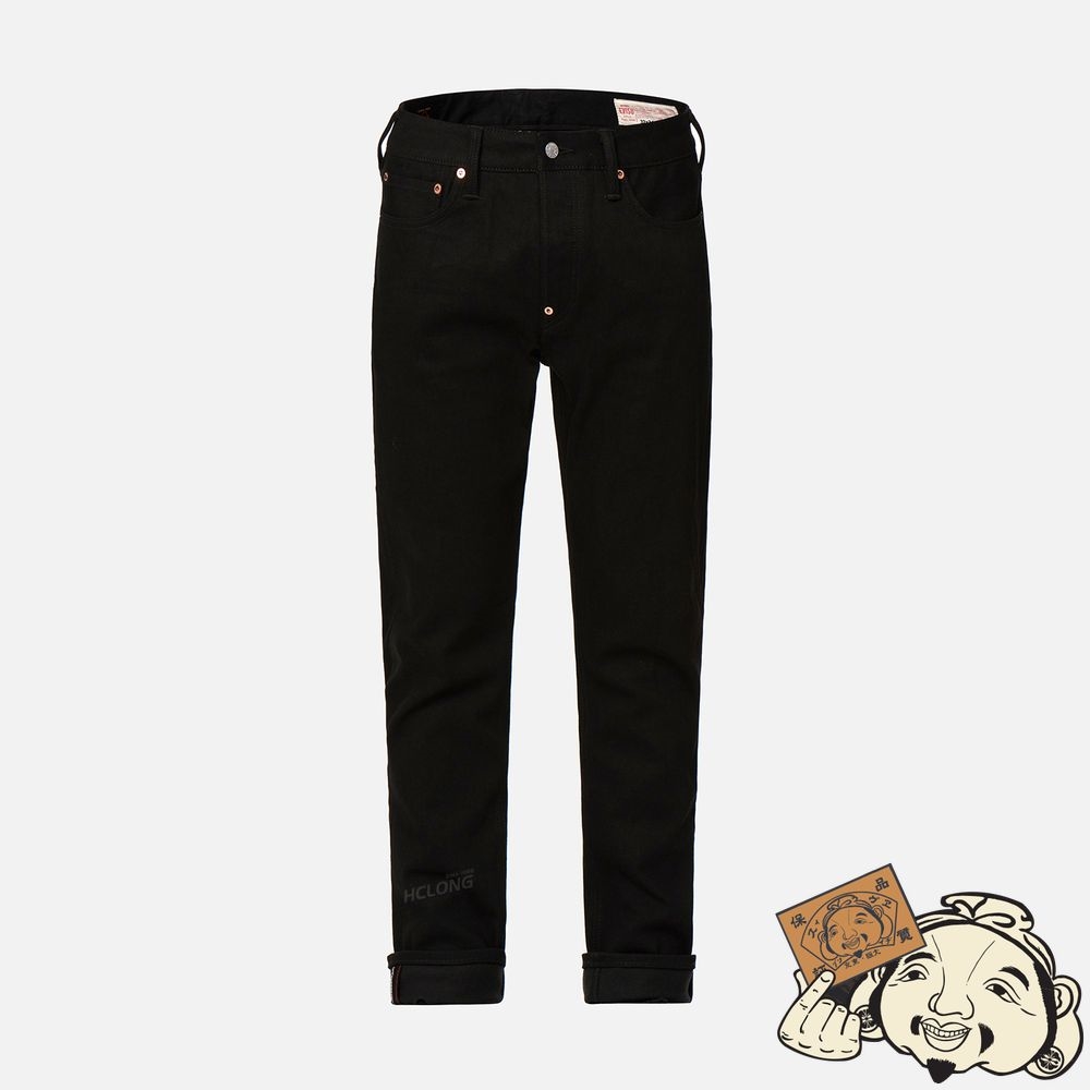Men Evisu DAICOCK PRINT WITH KAMON EMBROIDERY CARROT-FIT JEANS #2017 Noir | 961AKFHES