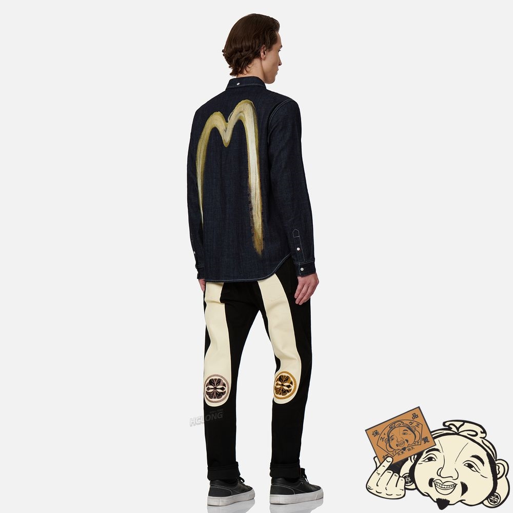 Men Evisu DAICOCK PRINT WITH KAMON EMBROIDERY CARROT-FIT JEANS #2017 Noir | 961AKFHES