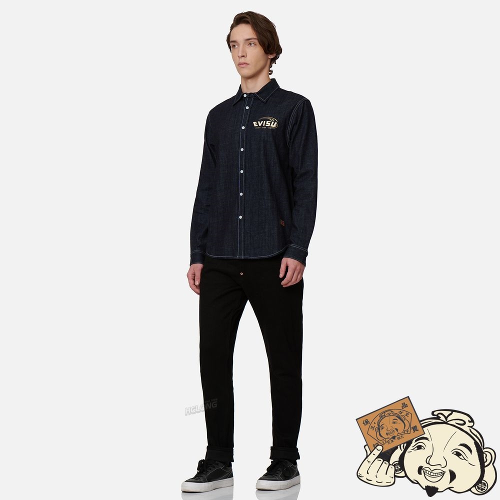 Men Evisu DAICOCK PRINT WITH KAMON EMBROIDERY CARROT-FIT JEANS #2017 Noir | 961AKFHES