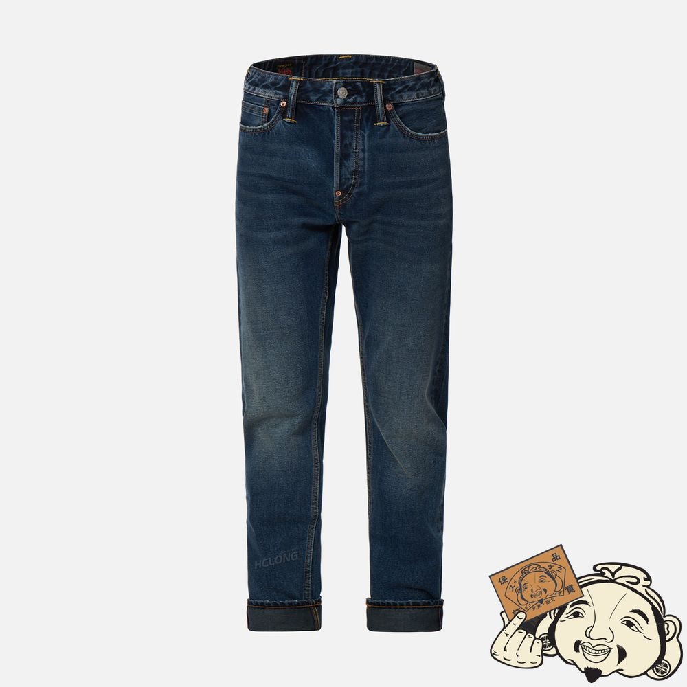Men Evisu DAICOCK WITH TEAR-OFF POSTER PRINT CARROT-FIT JEANS #2017 Indigo | 908VODUEP