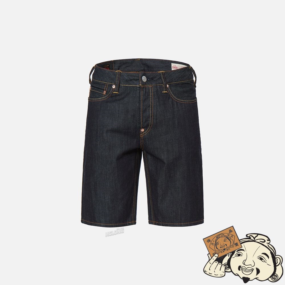 Men Evisu DARUMA BUDDIES PATTERN DAICOCK PRINT DENIM SHORTS Indigo | 124PYNGUA