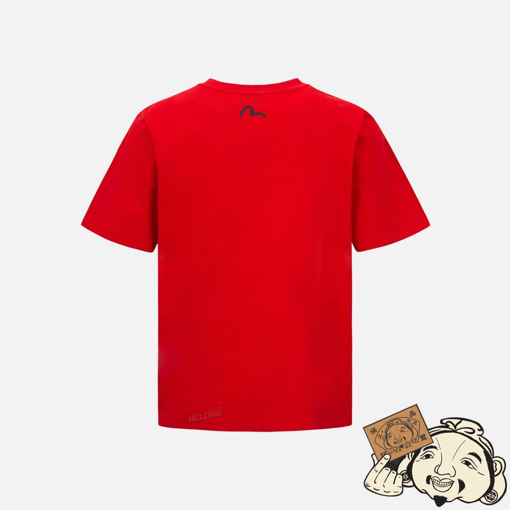 Men Evisu DARUMA BUDDIES TRIO PRINT T-SHIRT Rouge | 260QAROZN