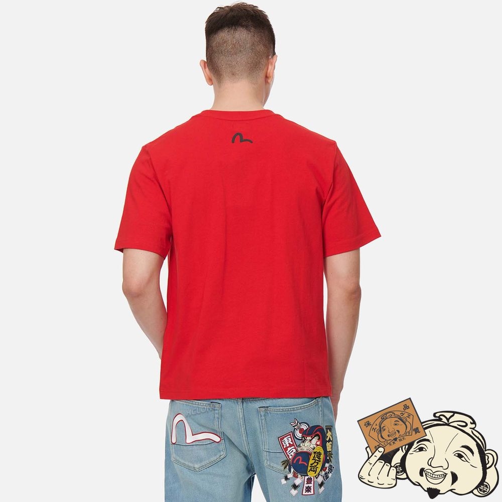 Men Evisu DARUMA BUDDIES TRIO PRINT T-SHIRT Rouge | 260QAROZN