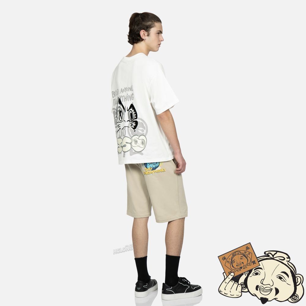 Men Evisu DARUMA FACE AND GRAFFITI PRINT T-SHIRT Blanche | 294QBNPYH