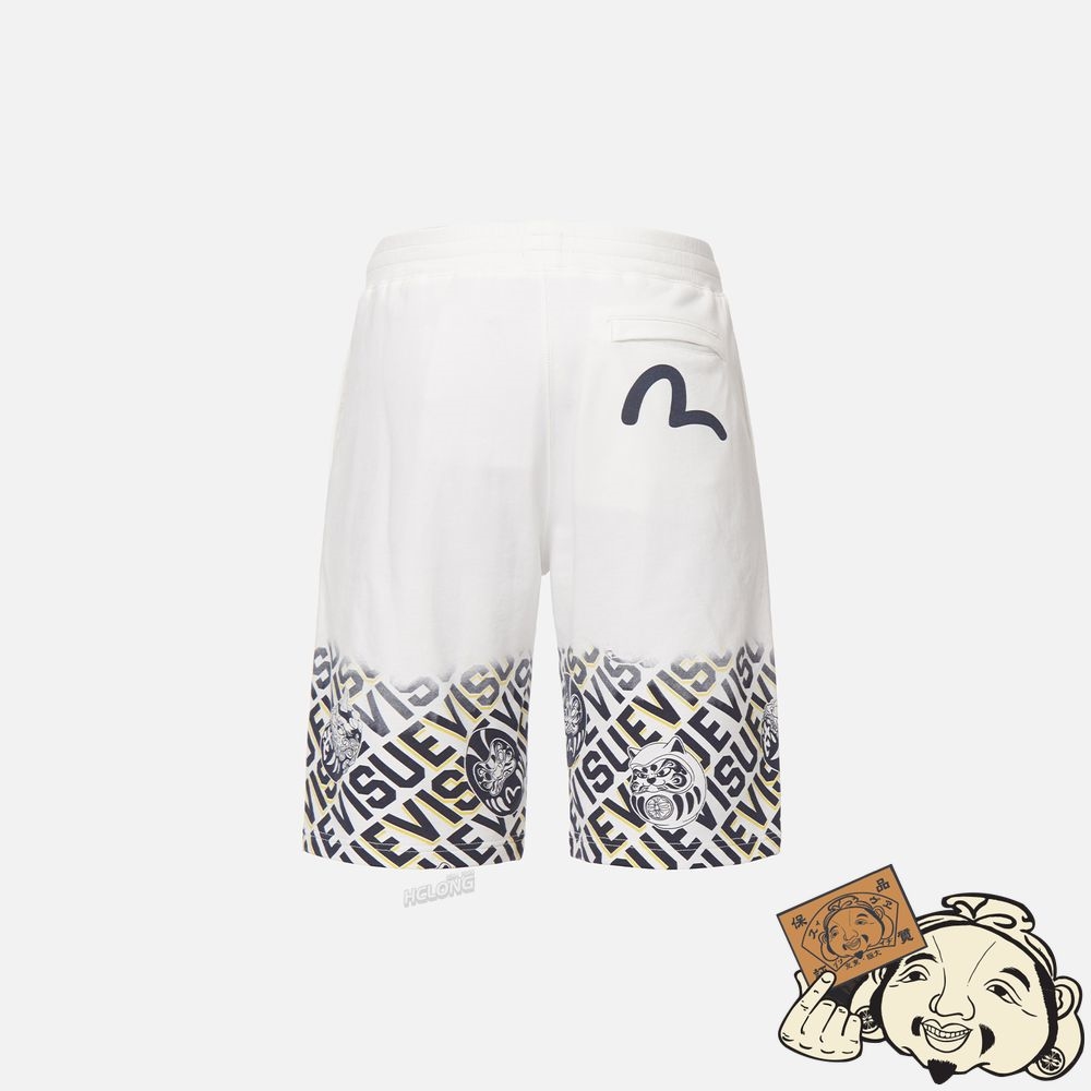 Men Evisu DARUMA MONOGRAM OMBRE PRINT SWEAT SHORTS Blanche | 729AYKDLF