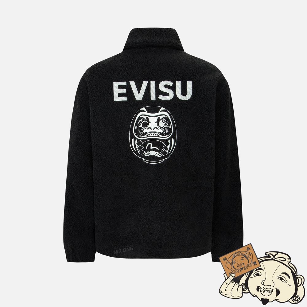 Men Evisu DARUMA SHERPA JACKET Noir | 604YNSZPB