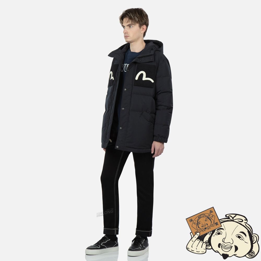Men Evisu DENIM PATCH POCKET DOWN JACKET Noir | 316XZTCLJ