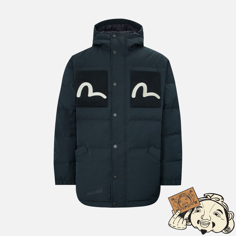 Men Evisu DENIM PATCH POCKET DOWN JACKET Noir | 316XZTCLJ