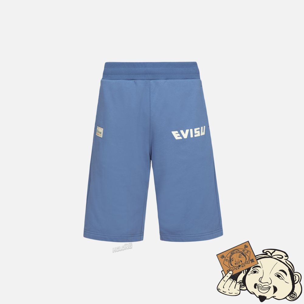 Men Evisu DOUBLE DAICOCK PRINT SWEAT SHORTS Bleu | 603IPHYNV