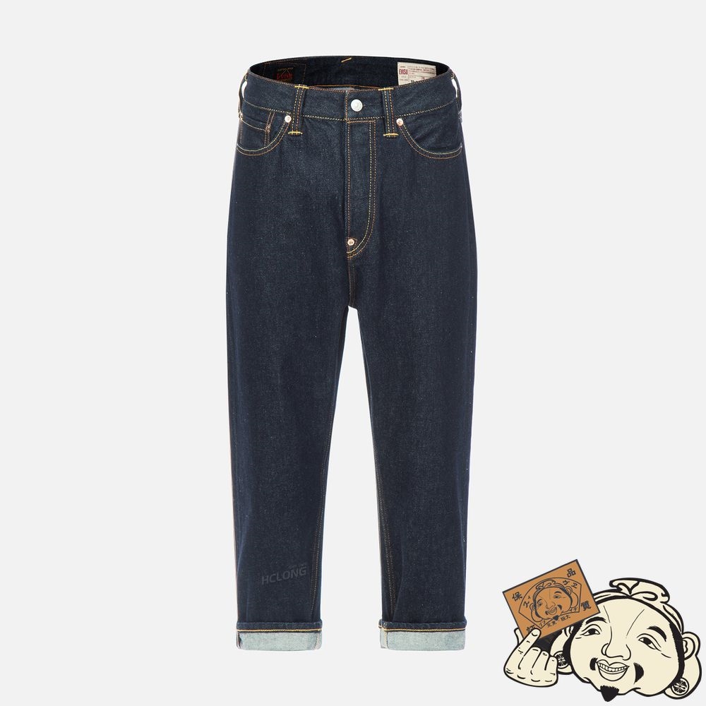 Men Evisu DOUBLE MONOGRAM PRINTED POCKET CROPPED FIT JEANS #2027 Indigo | 963CZRYVK