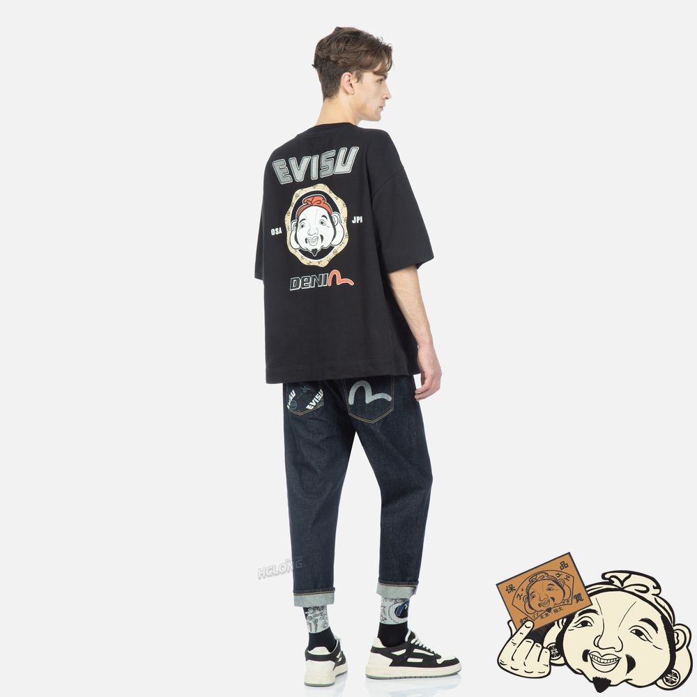 Men Evisu DOUBLE MONOGRAM PRINTED POCKET CROPPED FIT JEANS #2027 Indigo | 963CZRYVK