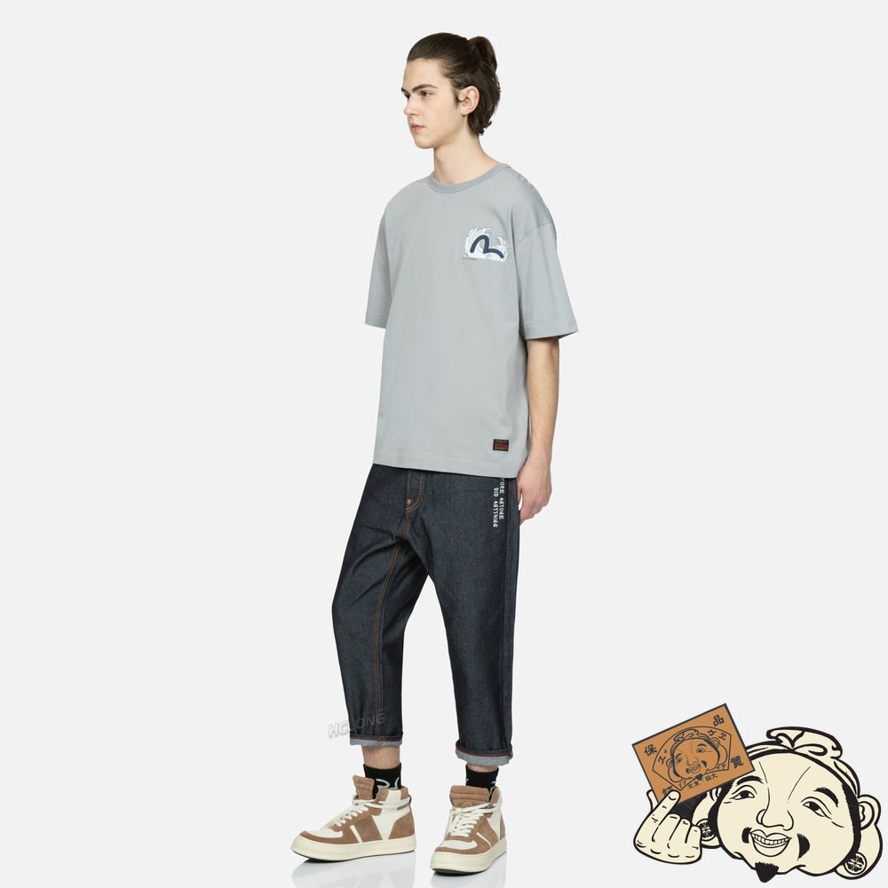 Men Evisu DRAGON-KOI AND SEAGULL EMBROIDERY CROPPED-FIT JEANS #2027 Indigo | 376SLVBFU