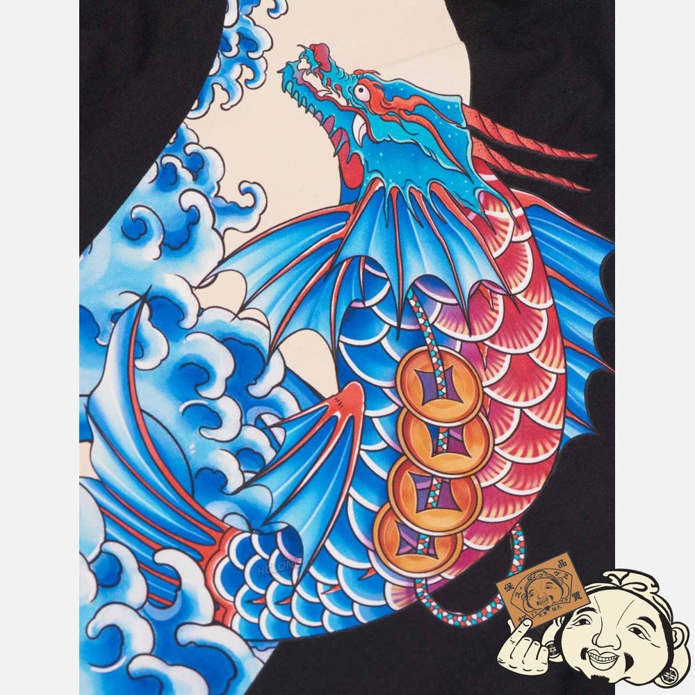 Men Evisu DRAGON-KOI DAICOCK PRINT BOXER SHORTS Noir | 201RUCFNH