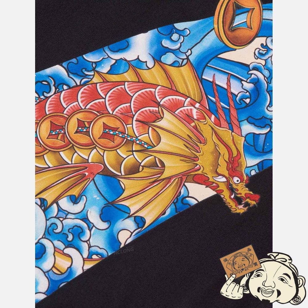 Men Evisu DRAGON-KOI DAICOCK PRINT BOXER SHORTS Noir | 201RUCFNH