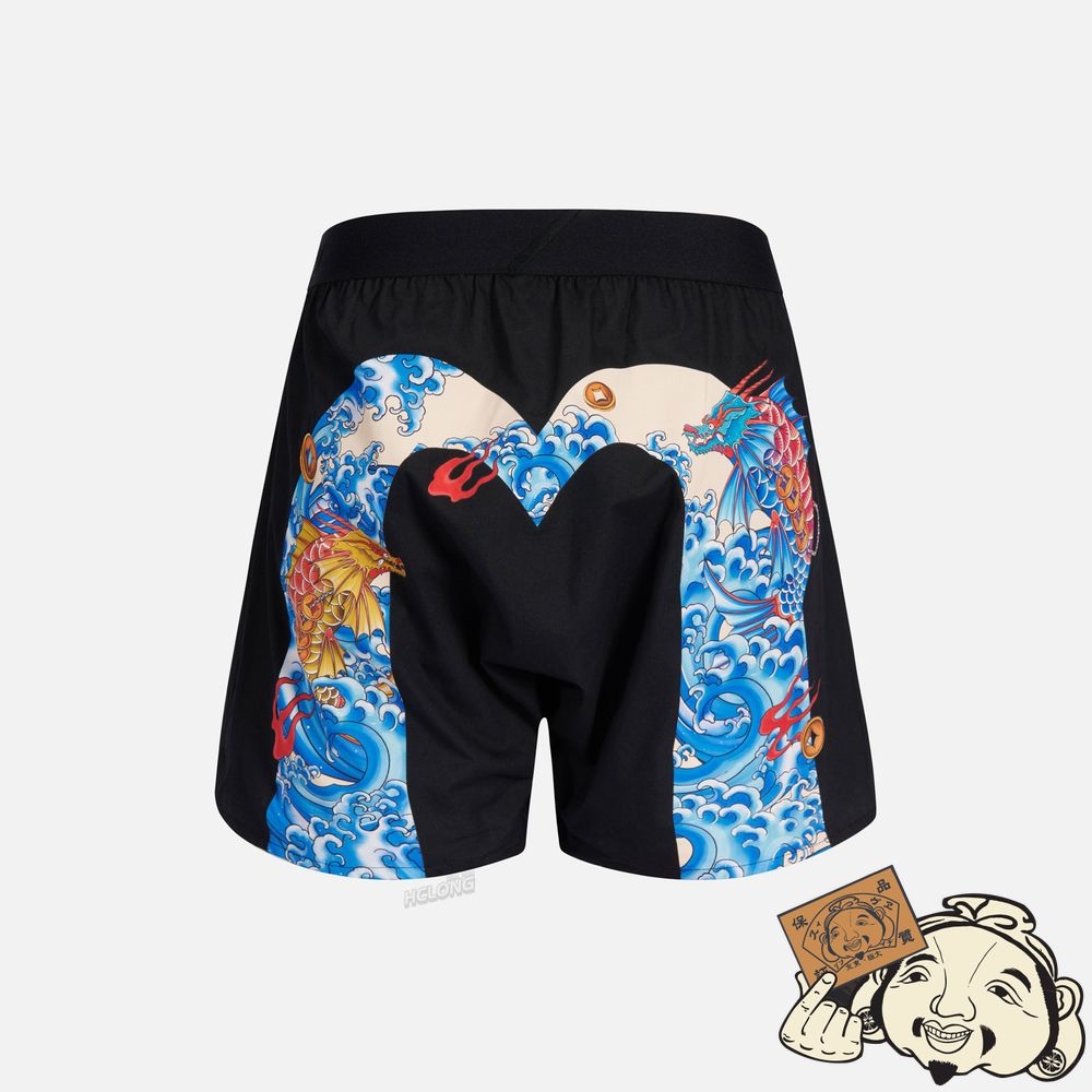 Men Evisu DRAGON-KOI DAICOCK PRINT BOXER SHORTS Noir | 201RUCFNH