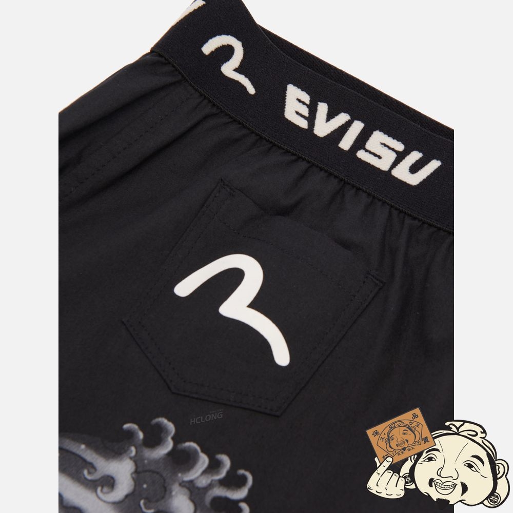 Men Evisu DRAGON-KOI PATTERN PRINT BOXER SHORTS Noir | 325EIBYVC