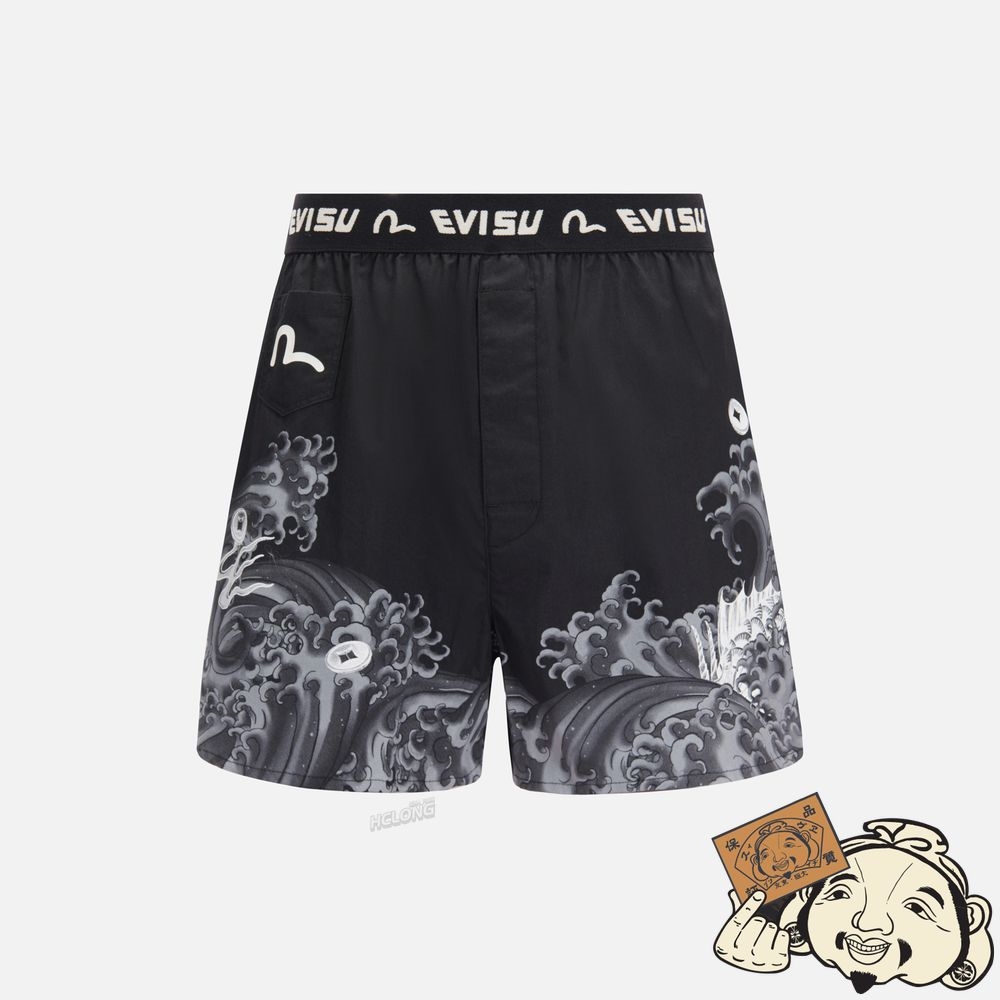 Men Evisu DRAGON-KOI PATTERN PRINT BOXER SHORTS Noir | 325EIBYVC