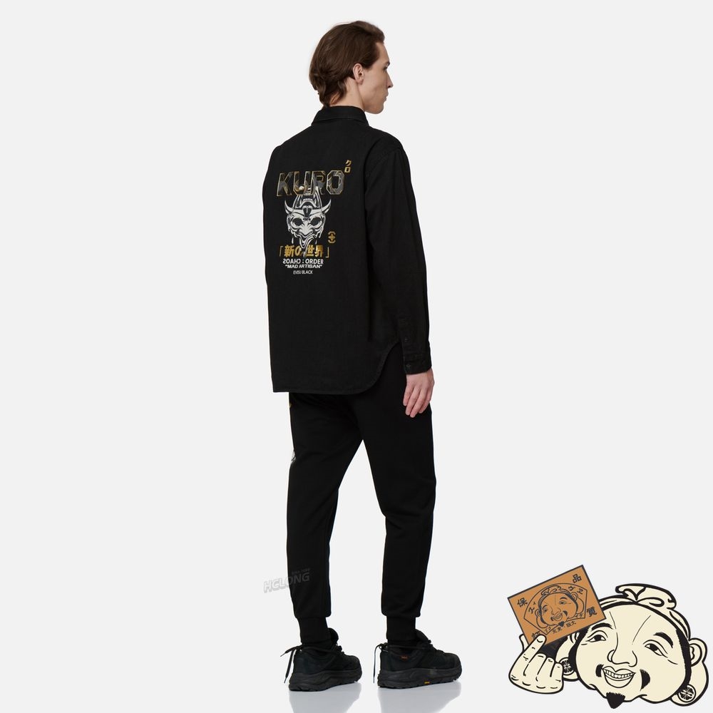 Men Evisu DRIPPING HANNYA SKULL PRINT DENIM SHIRT Noir | 268XOBQIW