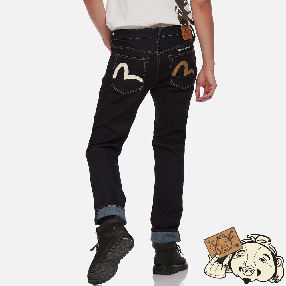 Men Evisu DUO-COLOR SEAGULL CARROT FIT JEANS #2017 Indigo | 694MZXRHT
