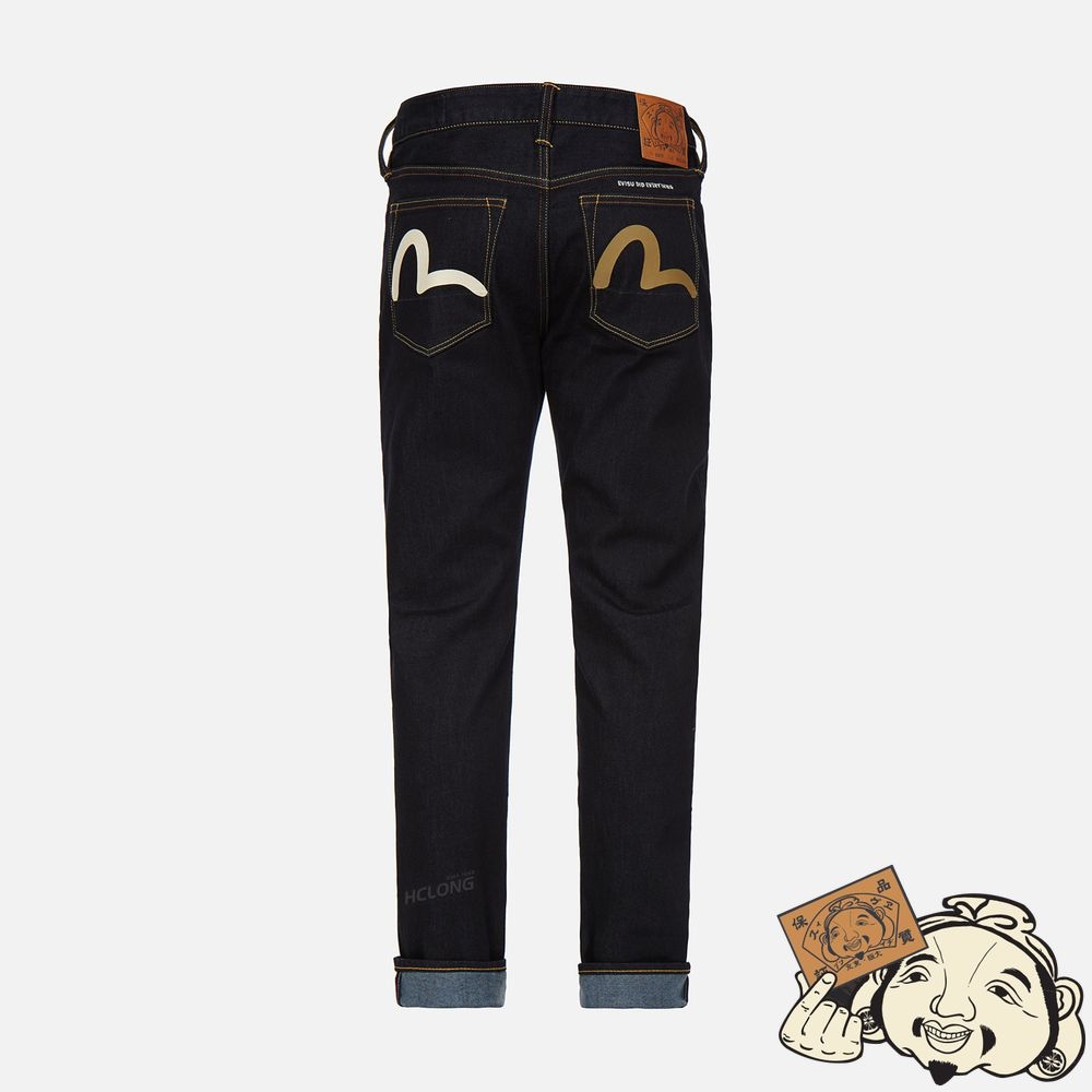 Men Evisu DUO-COLOR SEAGULL CARROT FIT JEANS #2017 Indigo | 694MZXRHT