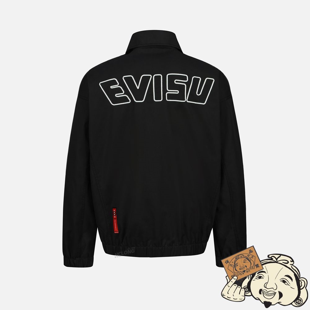 Men Evisu EAGLE AND LOGO EMBROIDERY SHIRT JACKET Noir | 516UMTJFY