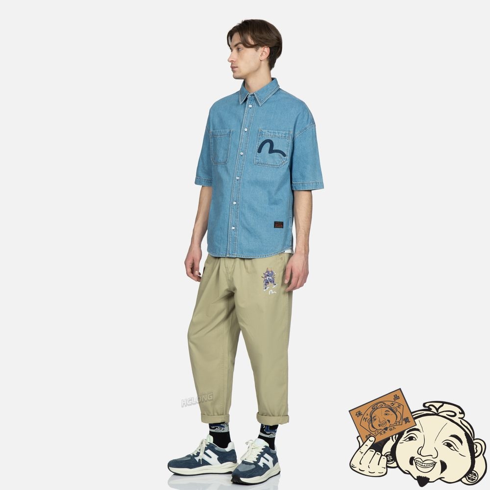 Men Evisu EAGLE AND SEAGULL EMBROIDERY DENIM SHIRT Indigo | 178DRCQYN