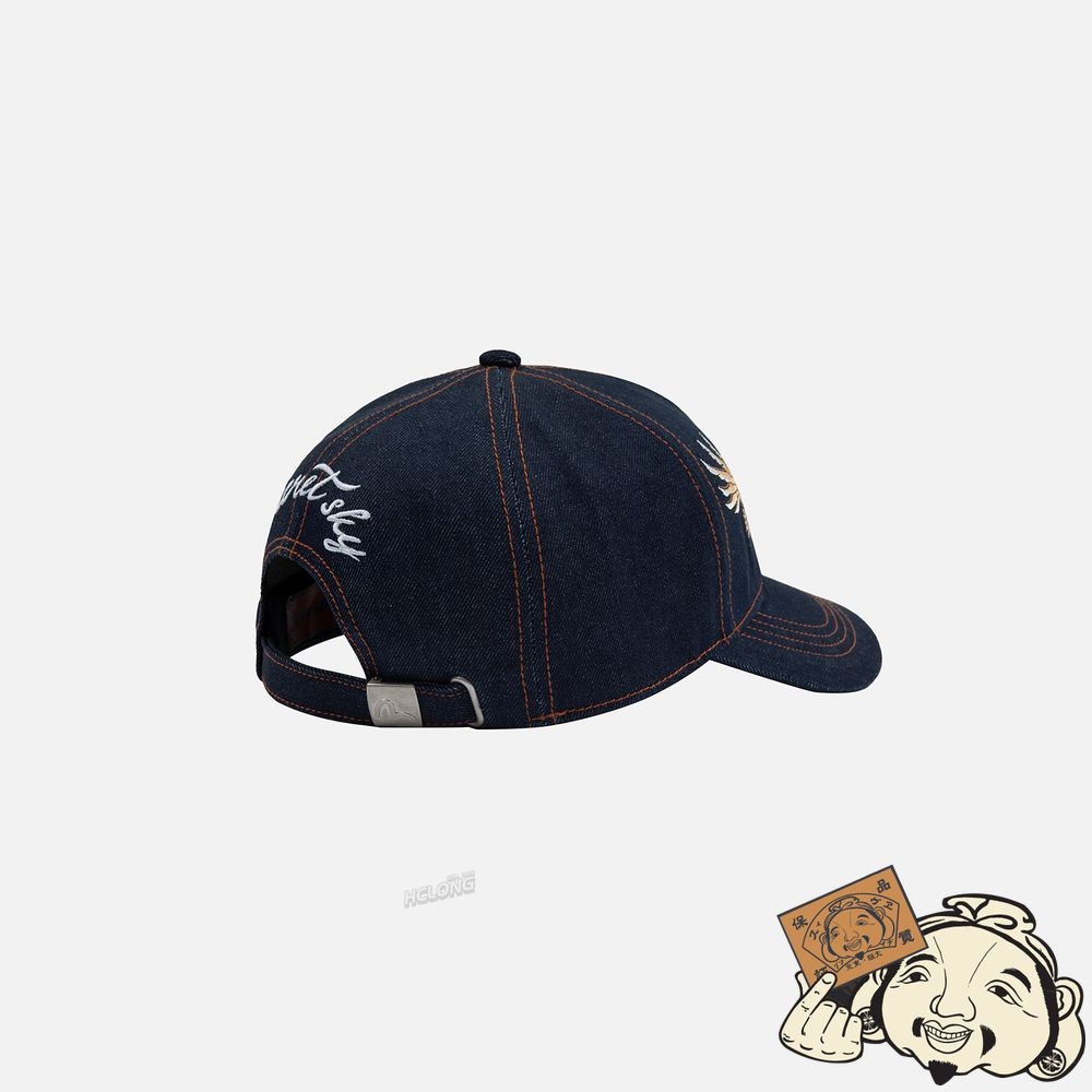 Men Evisu EAGLE AND SEAGULL EMBROIDERY DENIM CAP Noir | 508KGXCRE