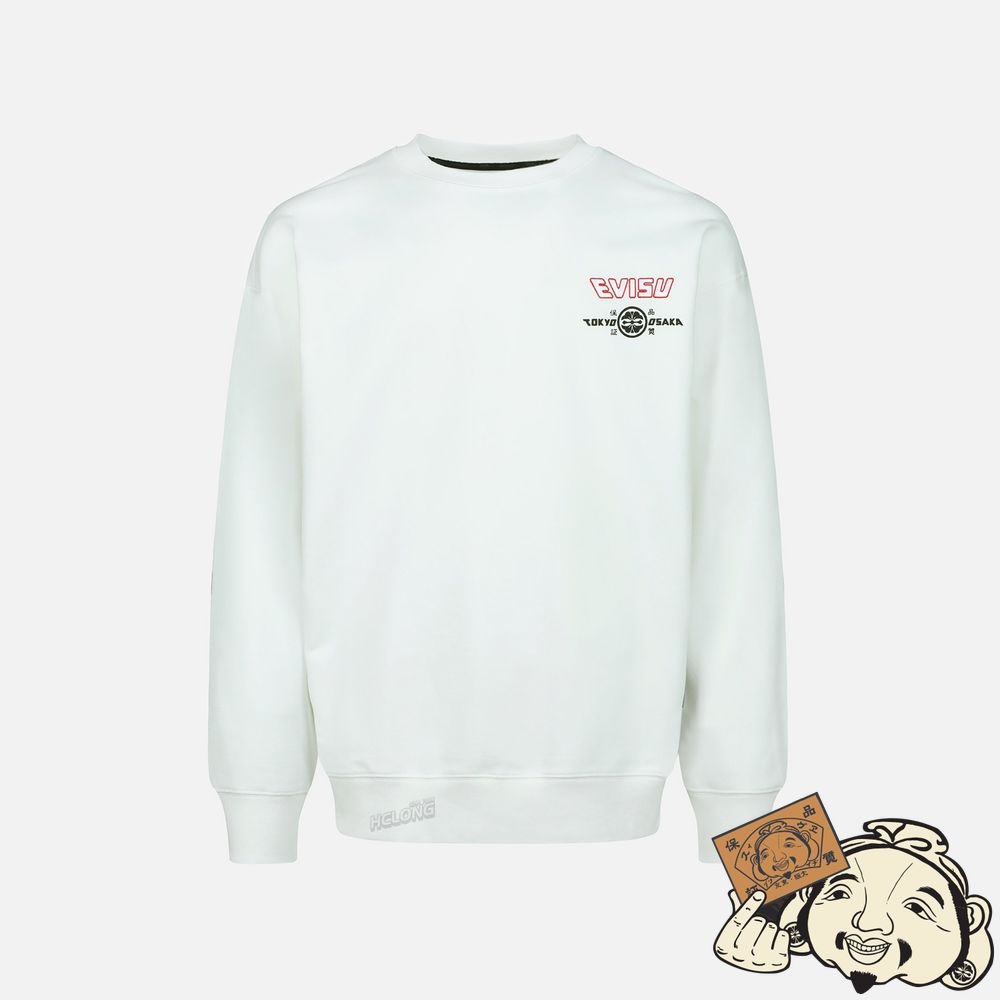 Men Evisu EAGLE DAICOCK PRINT AND EMBROIDERY SWEATSHIRT Blanche | 034WRZUFM