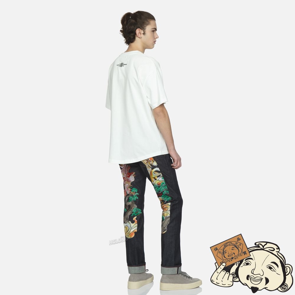 Men Evisu EAGLE-PATTERN DAICOCK EMBROIDERY SLIM-FIT JEANS #2010 Indigo | 145IUBNHM