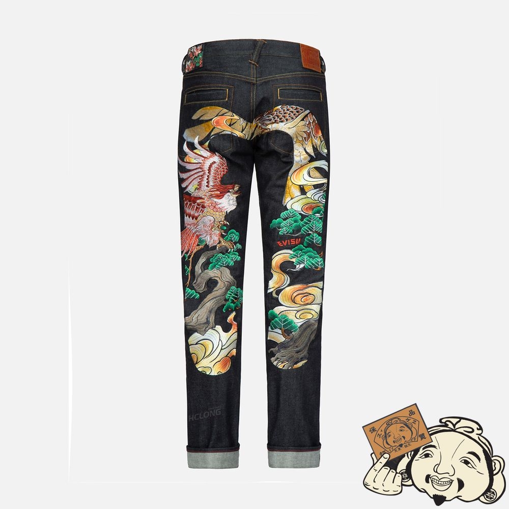 Men Evisu EAGLE-PATTERN DAICOCK EMBROIDERY SLIM-FIT JEANS #2010 Indigo | 145IUBNHM