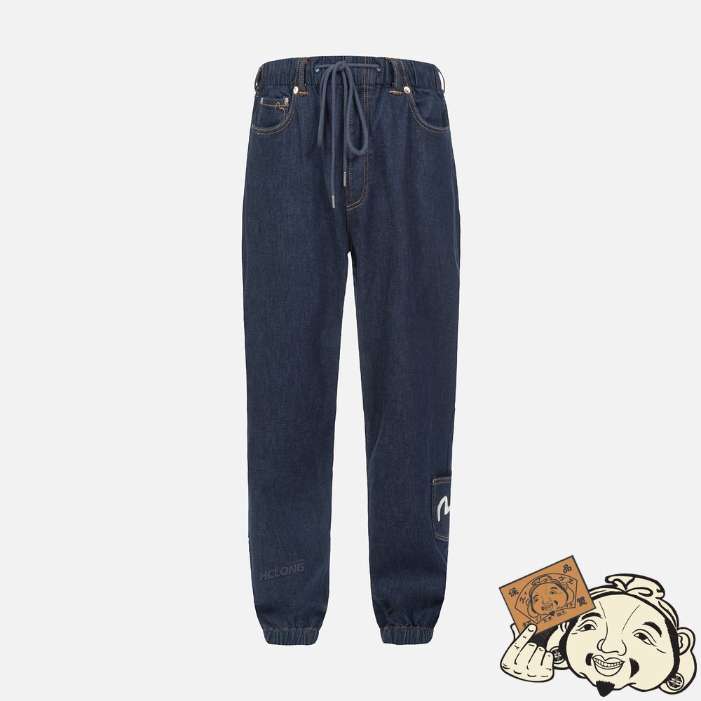 Men Evisu EAGLE PRINTED POCKET DENIM JOGGERS Indigo | 320MYLRIV