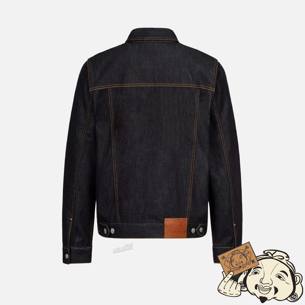 Men Evisu ECRU SEAGULL PRINT DENIM JACKET Indigo | 253LPSTVM