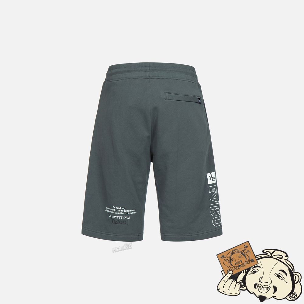 Men Evisu EK LOGO PRINT SIDE POCKET SWEAT SHORTS CHARCOAL | 205CZLPGU