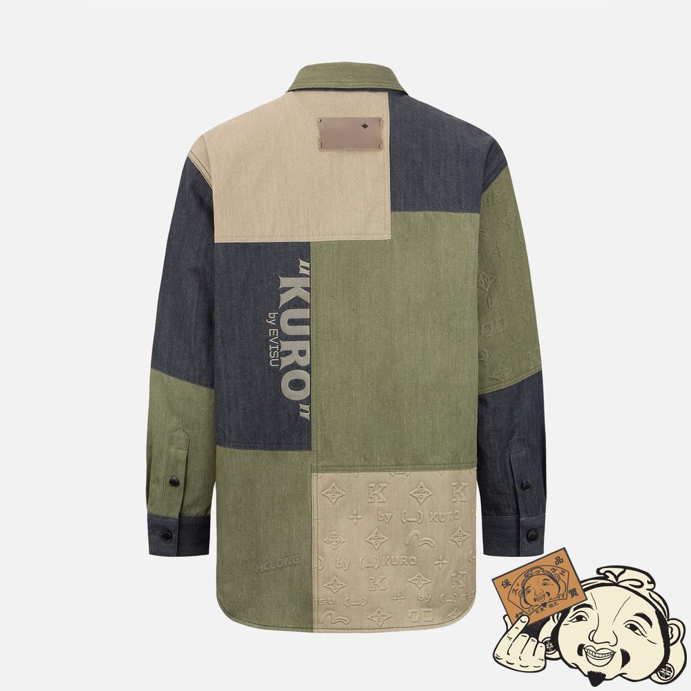 Men Evisu EMBOSSED MONOGRAM COLORBLOCK SHIRT JACKET MULTIPLE | 236DPIHBL