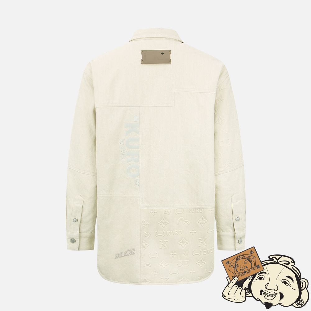 Men Evisu EMBOSSED MONOGRAM PADDED SHIRT JACKET Blanche | 138RSGWKD