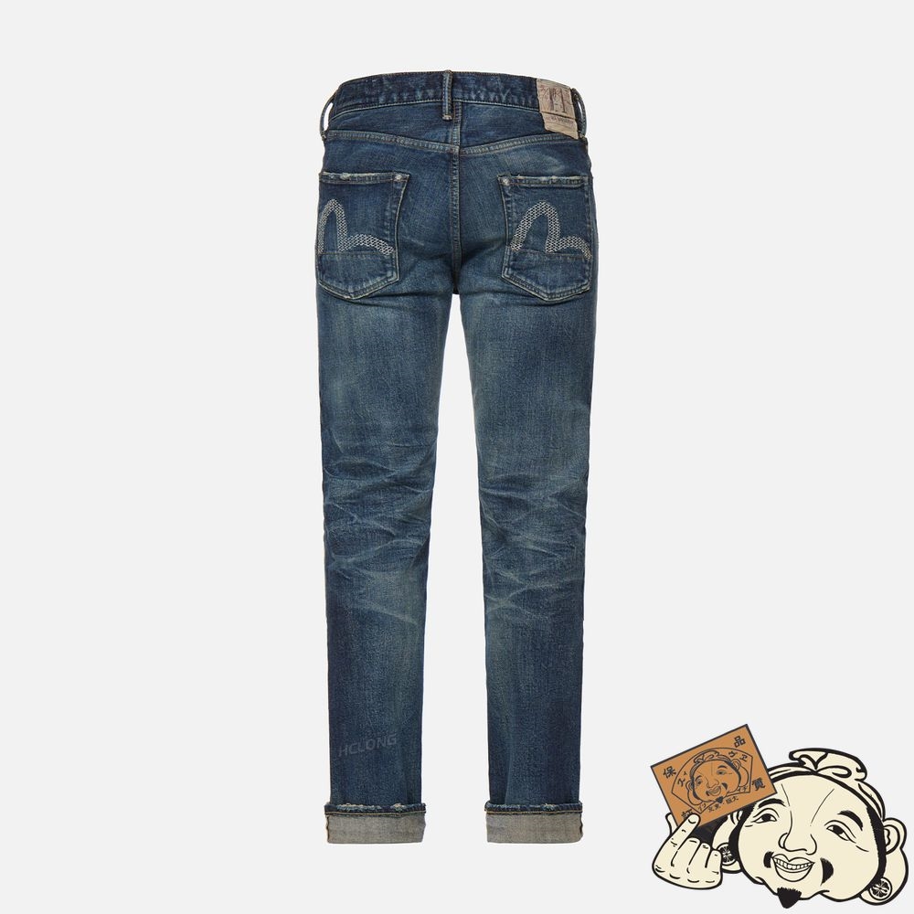Men Evisu EMBROIDERED PATCH WIDE LEG JEANS Indigo | 064CGMNFH
