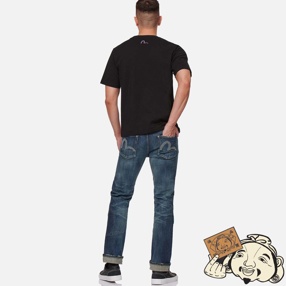 Men Evisu EMBROIDERED PATCH WIDE LEG JEANS Indigo | 064CGMNFH