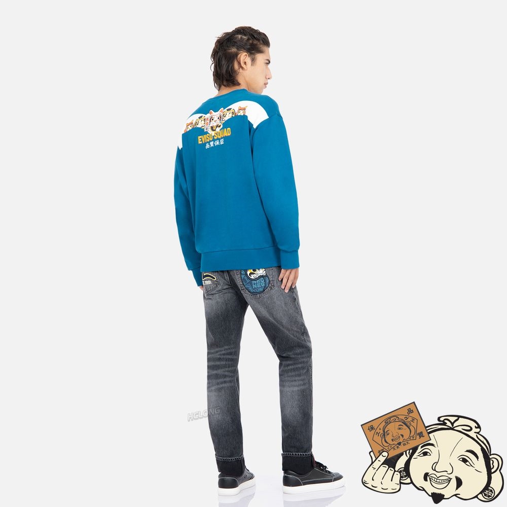 Men Evisu EVISU SQUAD DAICOCK PRINT SWEATSHIRT Paon | 083EUSIZH