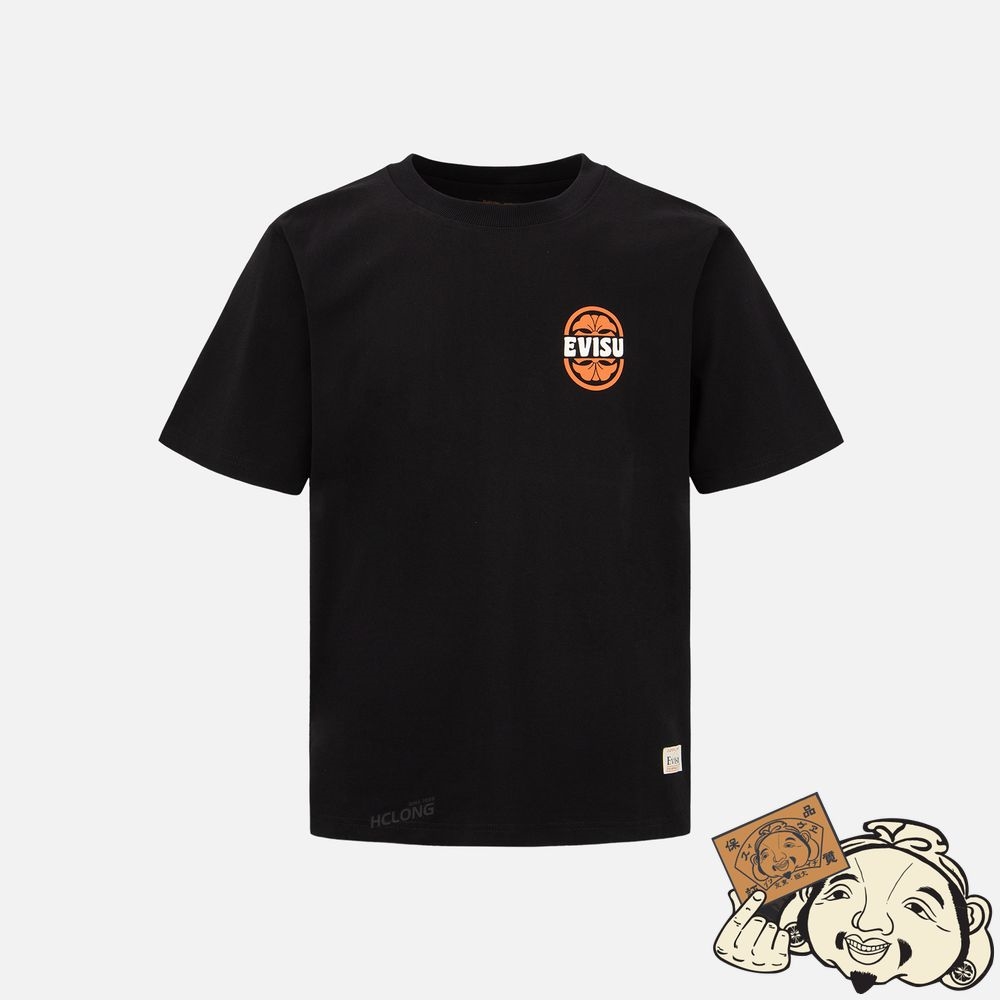 Men Evisu EVISU SQUAD DAICOCK PRINT T-SHIRT Noir | 695ODWIVG